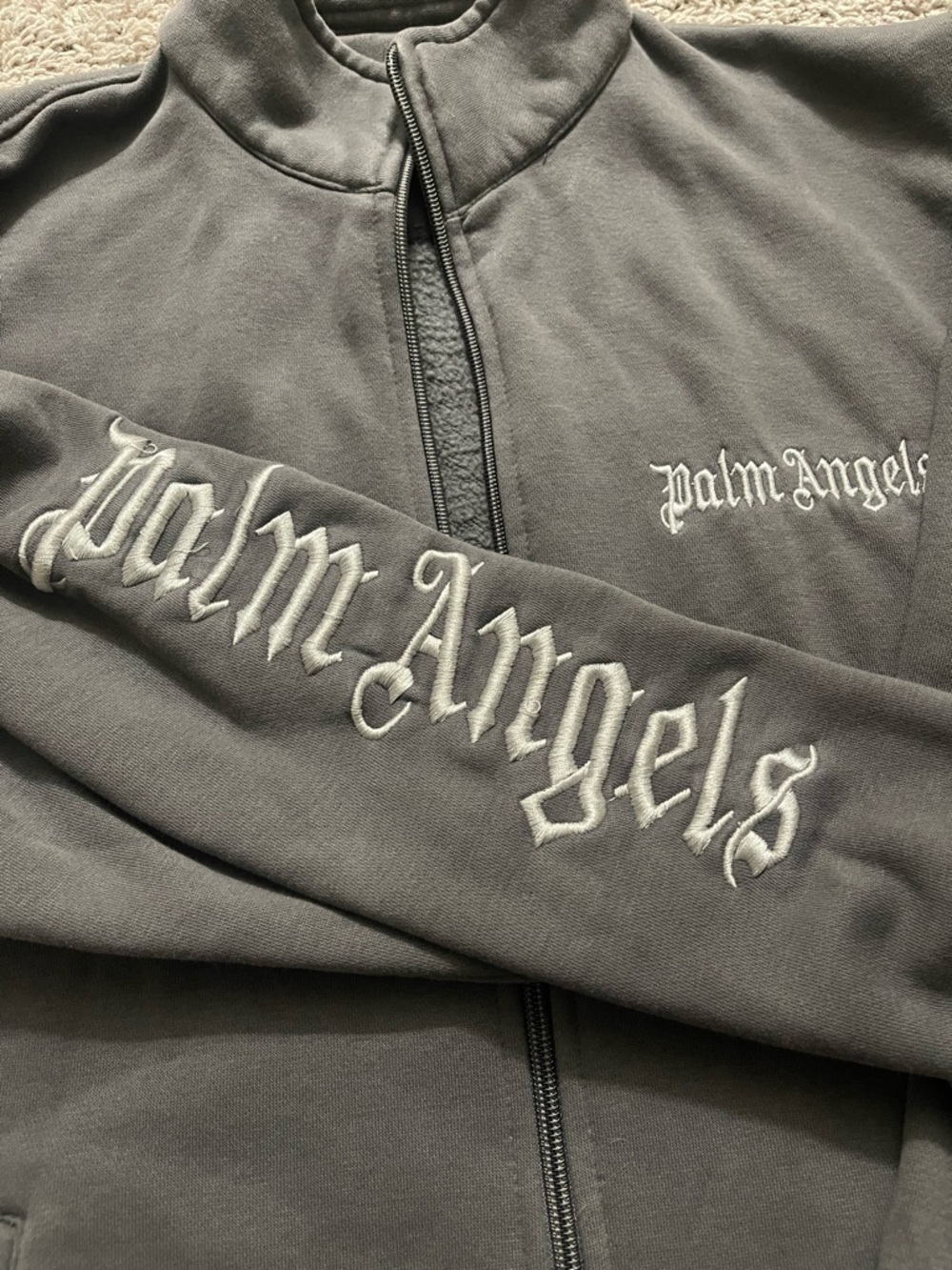 Palm Angels grey zip-up Logo sweatshirt Jacket